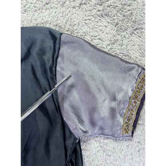 Preeti Womens Top Blouse Beaded Embroidered Medium Black Gold Silver India *Read - Picture 8 of 10